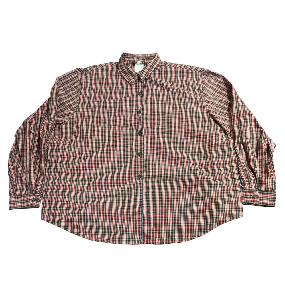 Southern Lady Plaid Button Down Shirt Womens 24W Red Black 3V38 B Long Sleeve